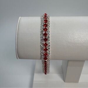 Red And Clear Crystal Rhinestone Pageant Prom Tennis Bracelet